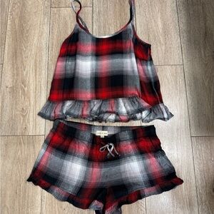 NEW Cloth & Stone Ruffle Flannel Holiday Pajama Set S/M